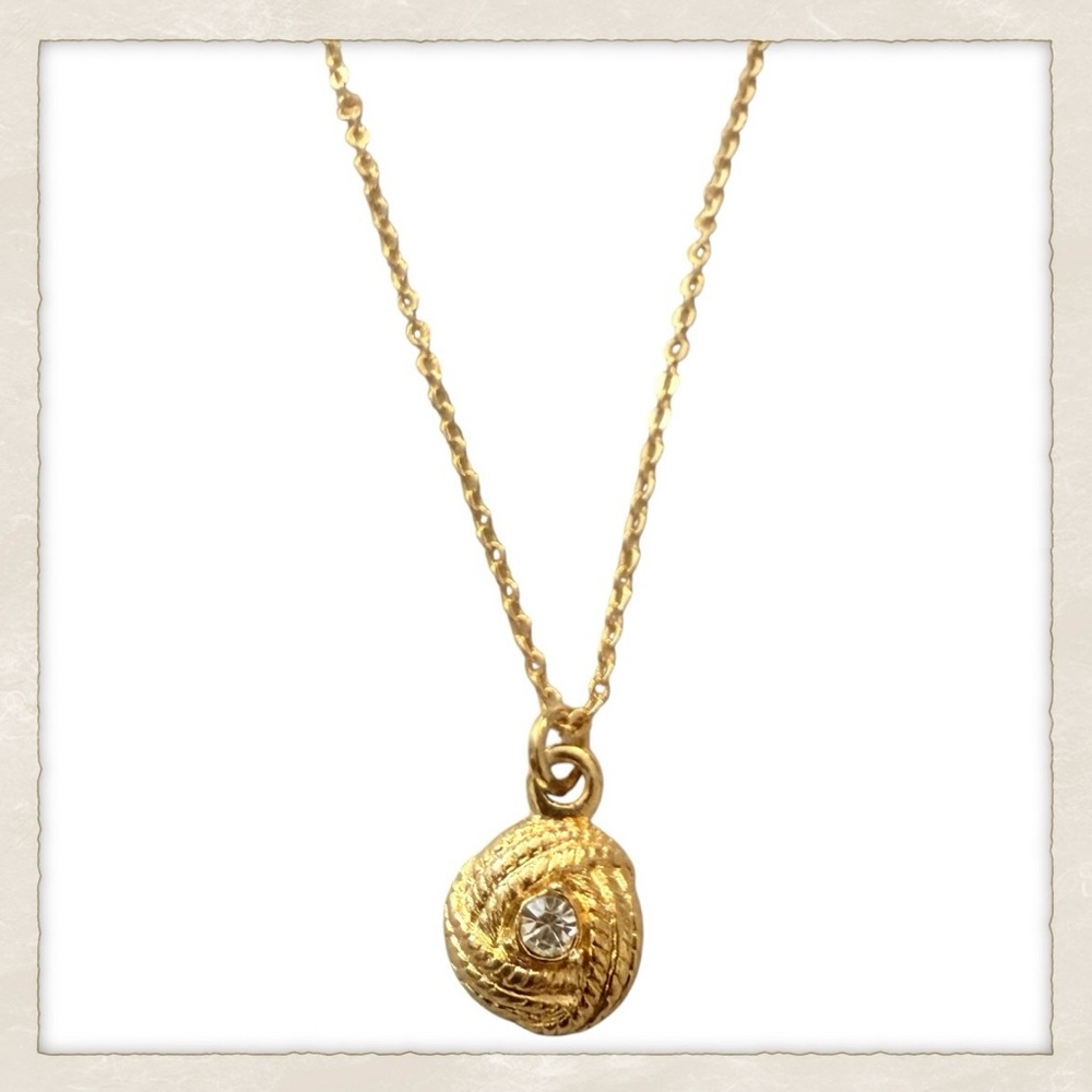 Vintage Dainty Gold Pendant Necklace 18k Gold Plated Pendant w/Cubic Zirconia